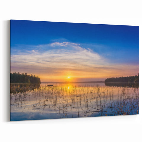 Serene Sunset Over Lake – Saskatchewan Wall Art, Scenic Landscape Prints