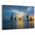 Sri Lanka Wall Art – Traditional Fishermen at Sunset on Canvas
