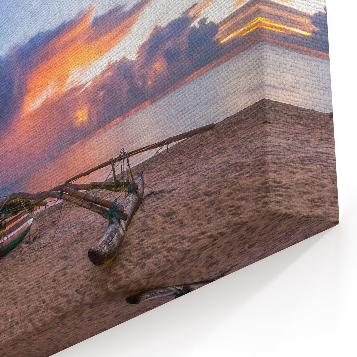 Sri Lanka Photography Prints – Vibrant Boat at Sunrise on Tropical Beach