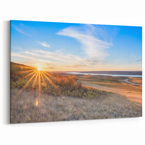 Golden Sunrise Over Hills – Scenic Saskatchewan Landscape Wall Art