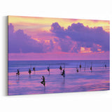 Sri Lanka Artworks - Stilt Fishermen at Dusk on Vibrant Canvas Print