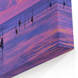 Sri Lanka Artworks - Stilt Fishermen at Dusk on Vibrant Canvas Print