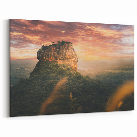 Sri Lanka Landscape Art - Sigiriya Rock at Sunset Canvas Print