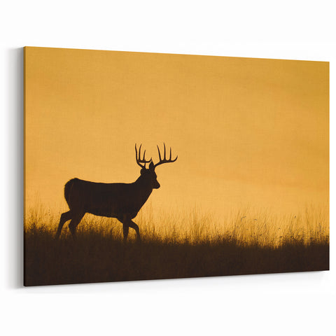 Deer Silhouette at Sunset – Scenic Saskatchewan Wildlife Wall Art
