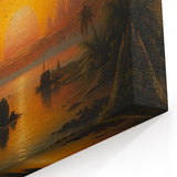 Tropical Sri Lanka Wall Decor - Serene Sunset with Palm Trees Canvas Print