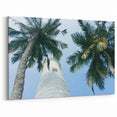 Sri Lanka Artworks - Lighthouse and Palm Trees Under Blue Sky Canvas Print