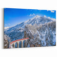 Austrian Alps Artwork – Winter Train Journey Through Snow-Covered Mountains