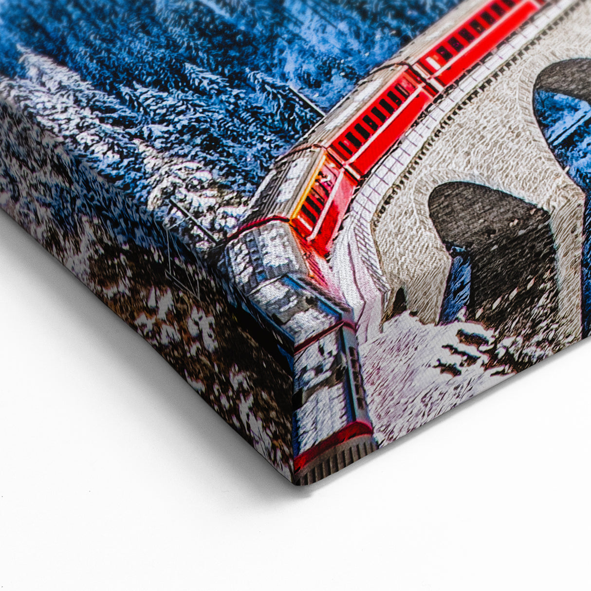 Austrian Alps Artwork – Winter Train Journey Through Snow-Covered Mountains