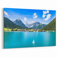 Austria Wall Art – Tranquil Lake and Mountain Scenery with Sailboat View