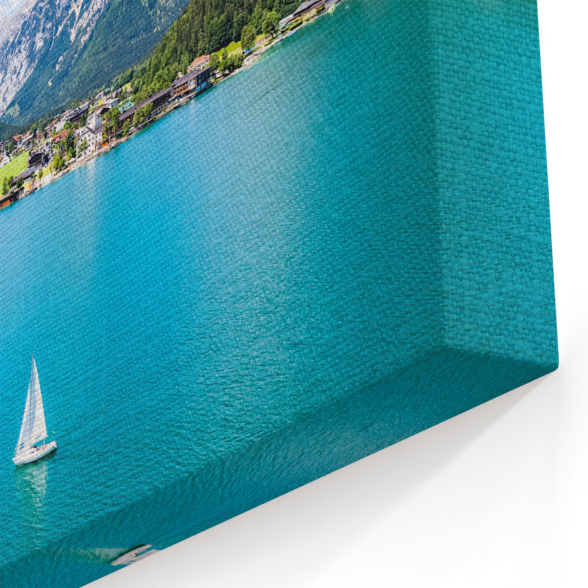 Austria Wall Art – Tranquil Lake and Mountain Scenery with Sailboat View