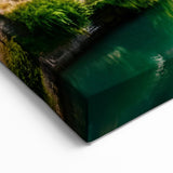 Austria Wall Art – Peaceful Alpine Village by River with Mountain Backdrop