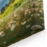 Austrian Landscape Art – Majestic Alpine Meadow with Snowy Mountain Peaks