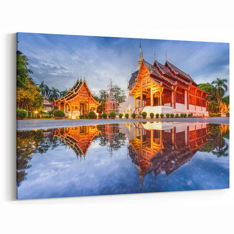 Chiang Mai Wall Decor - Reflective Temple at Dusk Art Print