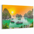 Sunset Splendor at Halong Bay - Vibrant Seascape Art