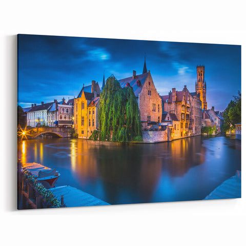 Belgian Scenery Prints - Bruges Canal Scene Belgium Canvas Art