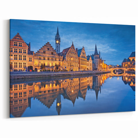 Historic Belgium Art Prints - Reflections of Ghent Belgium Canvas Art
