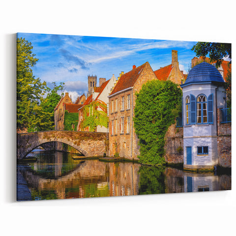Belgium Wall Art – Scenic Bruges Canal and Historic Architecture