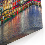 Belgium Canvas Art – Historic Bruges Square at Night