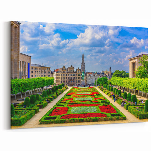 Belgium Wall Art – Mont des Arts Garden and Brussels Cityscape