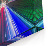 Belgium Canvas Art – Nighttime Brussels Modern City Light Trails