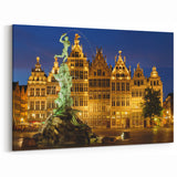 Belgium Travel Art – Antwerp's Brabo Fountain and Historic Square
