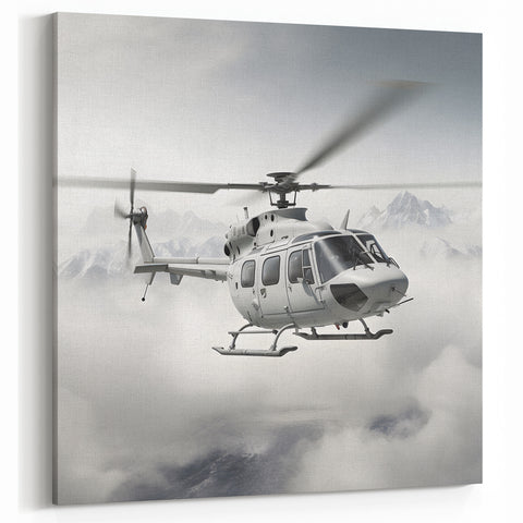Helicopter Wall Art | Modern Aviation Canvas Prints | Helicopter Photography Art