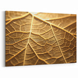 Golden Leaf Wall Art: Intricate Botanical Close-Up Canvas Prints