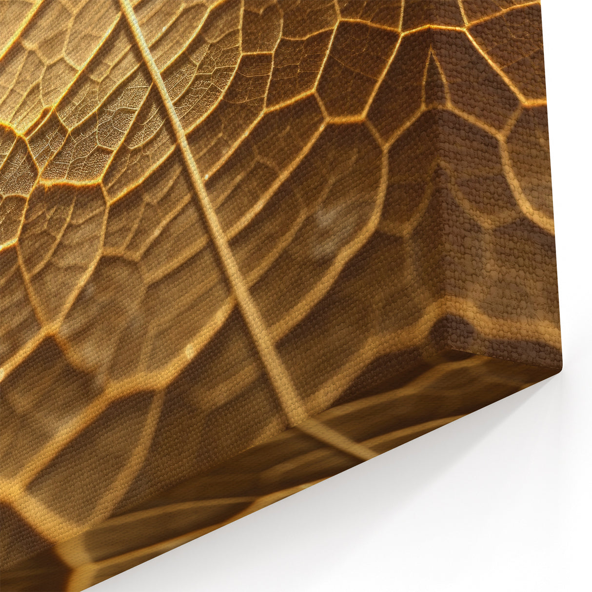 Golden Leaf Wall Art: Intricate Botanical Close-Up Canvas Prints