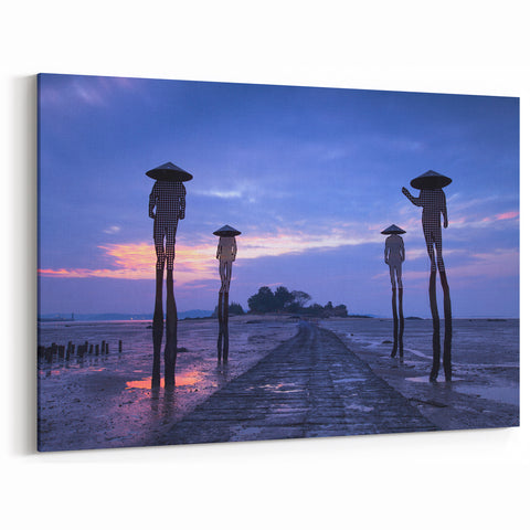 Twilight Silhouettes on Taiwan Shore - Taiwan Scenery Wall Art Print
