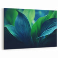 Blue and Green Leaf Wall Art: Elegant Botanical Nature Canvas Prints