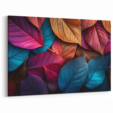 Multicolor Leaf Wall Art: Vibrant Nature-Inspired Botanical Canvas Prints