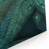 Dew-Covered Green Leaf Wall Art: Nature-Inspired Botanical Canvas Prints