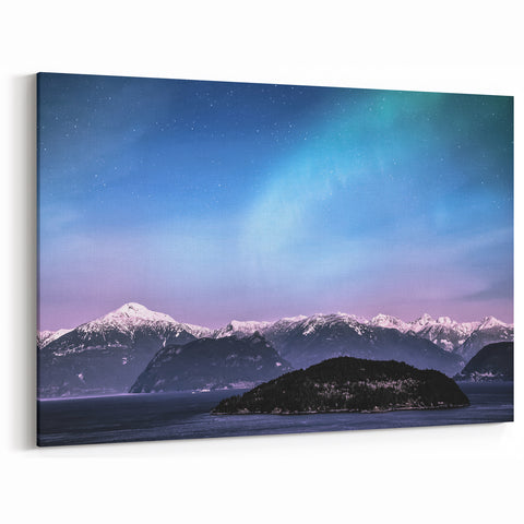 Starry Sky Over Yukon Canvas - Winter Mountain View