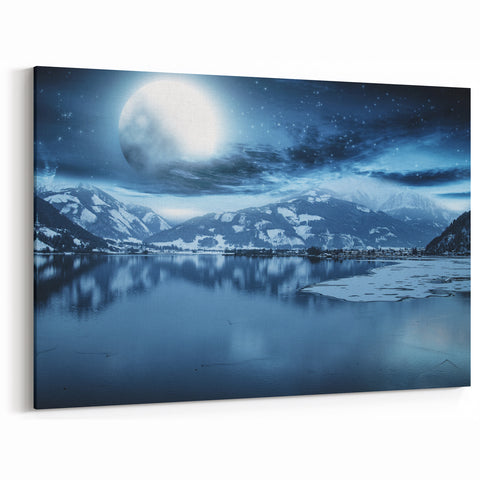 Moonlit Serenity - Yukon Lake Night Canvas