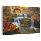 Scenic Bulgaria Prints – Autumn Waterfall and Stone Bridge