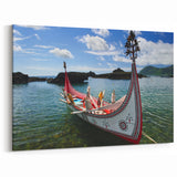 Traditional Taiwan Boat by Scenic Coastline - Taiwan Scenery Wall Art Print
