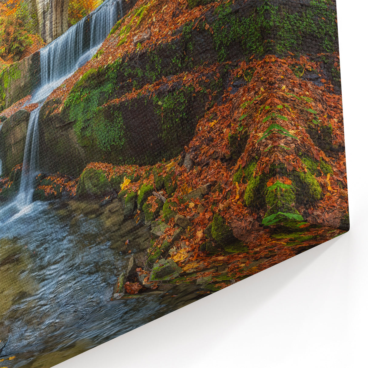 Bulgarian Landscape Art - Autumn Waterfall in Balkan Mountains