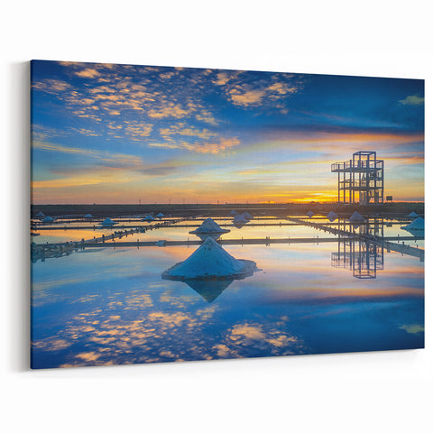 Sunset Over Taiwan Salt Fields - Reflective Nature Wall Art Print
