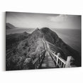 Monochrome Coastal Pathway - Taiwan Scenic Walkway Wall Art Print