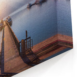 Golden Sunrise at Taiwan Lake Pier - Peaceful Morning Wall Art Print