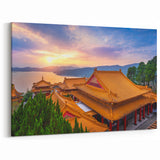 Sunset Traditional Taiwan Temple - Majestic Temple Wall Art Print