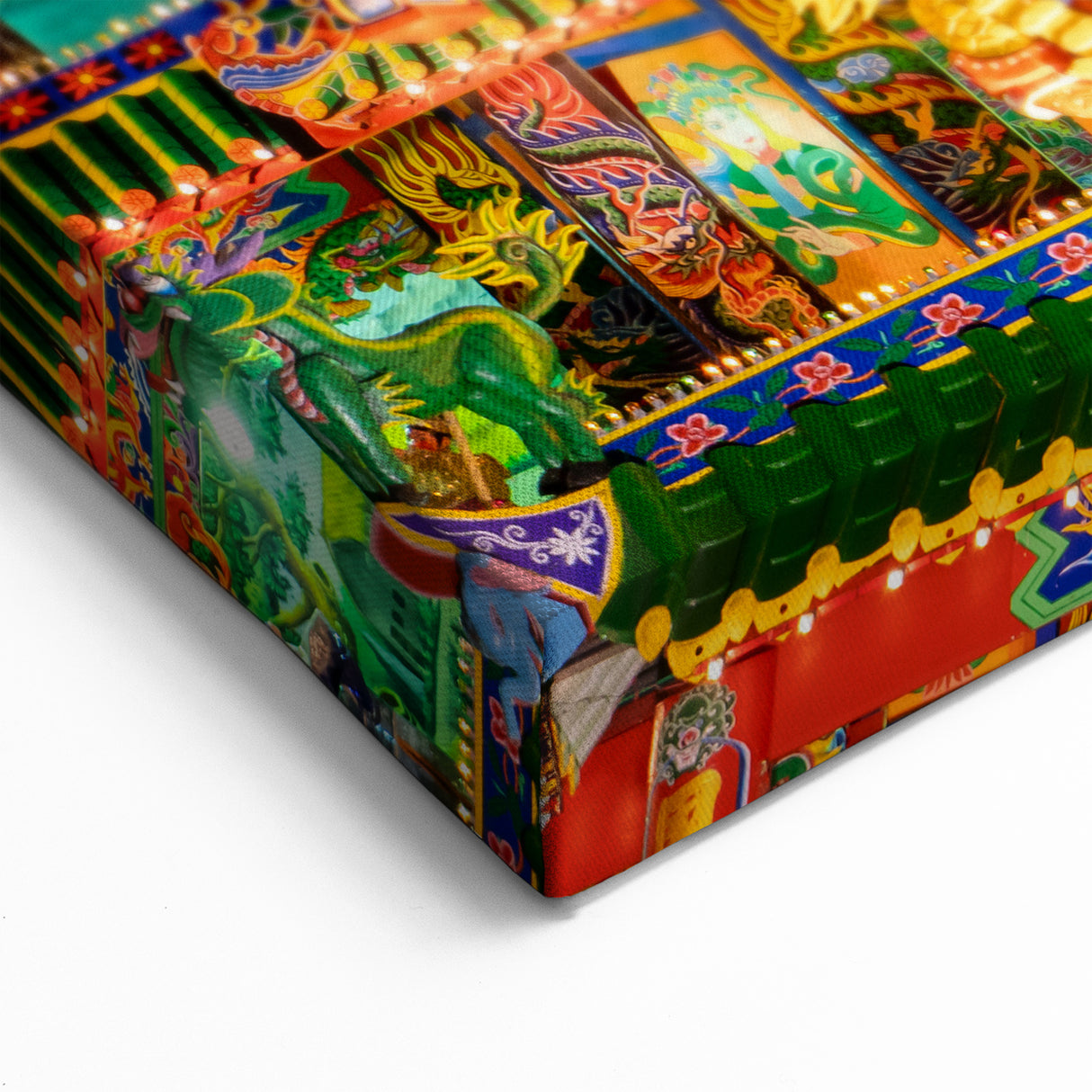 Vibrant Festival Lights at Taiwan Temple - Colorful Night Wall Art Print