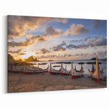 Taiwan Scenery Art - Iconic Ocean Sunset with Traditional Boats