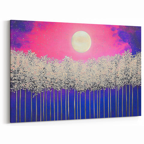 Moonlit Forest - Vibrant Abstract Nature Landscape Art