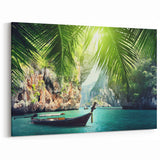 Thailand Wall Art - Tropical Thai Scenery with Boat Beach Canvas Print