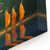 Thai Elephant and Monks - Serene Morning Walk Canvas Print