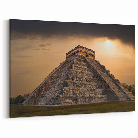 Belize Wall Art - Stormy Mayan Pyramid Canvas