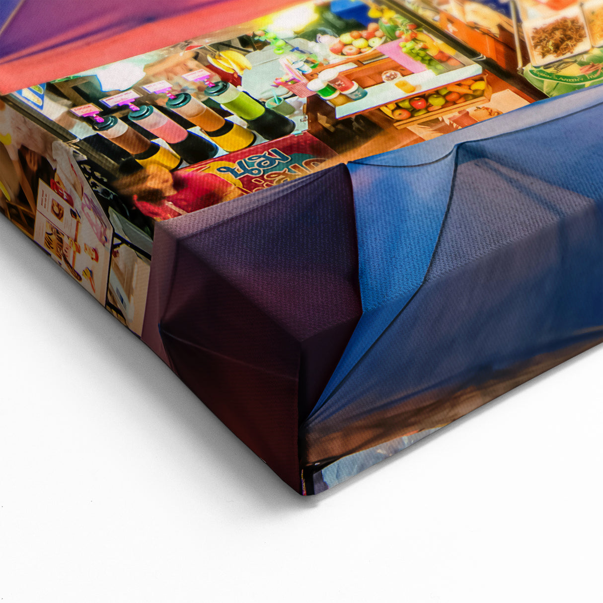 Thai Market Canvas - Colorful Night Bazaar Aerial View Art Print