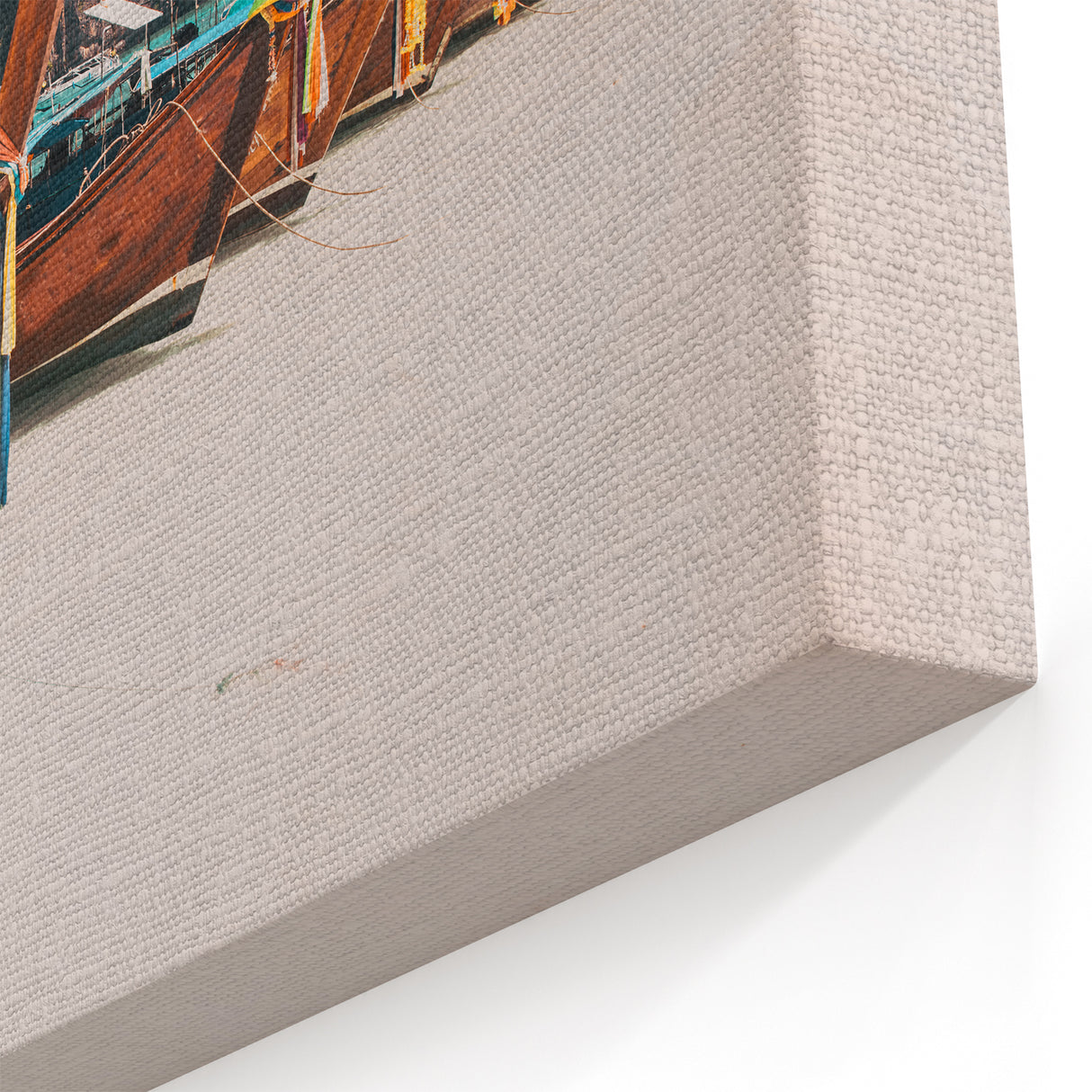 Thai Traditional Boats - Limestone Cliffs Beach Canvas Print