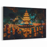 Traditional Thai Temple - Lantern Festival Canvas Art